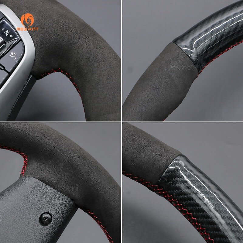 MEWANT Leather Car Steering Wheel Cover for Kia Sorento 2019 - 2020 - Alcantara, Leather, Carbon Fiber, Easy Install, Non - Slip, Best Steering Wheel Cover