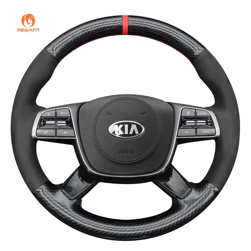 MEWANT Leather Car Steering Wheel Cover for Kia Sorento 2019 - 2020 - Alcantara, Leather, Carbon Fiber, Easy Install, Non - Slip, Best Steering Wheel Cover