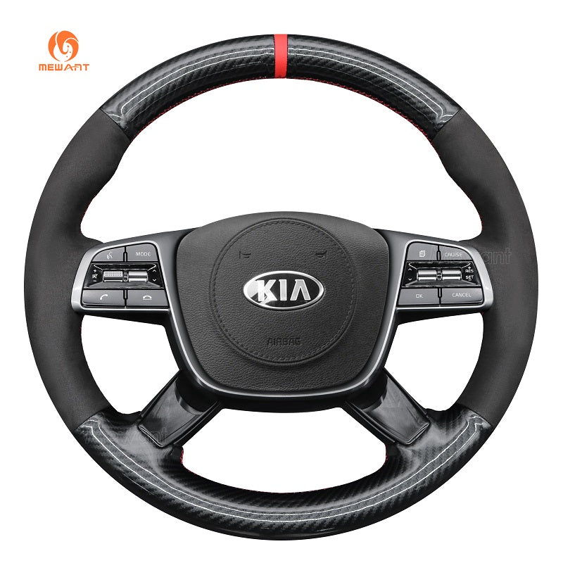 MEWANT Leather Car Steering Wheel Cover for Kia Sorento 2019 - 2020 - Alcantara, Leather, Carbon Fiber, Easy Install, Non - Slip, Best Steering Wheel Cover