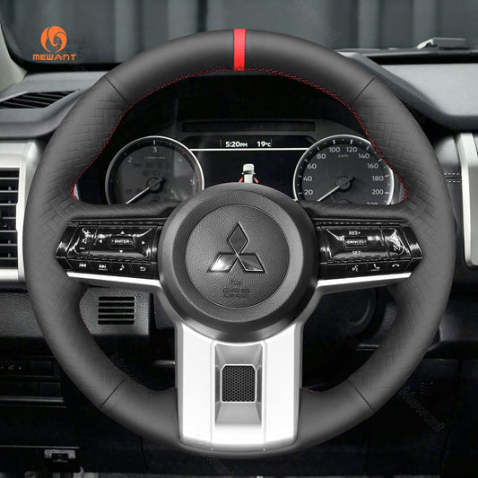 MEWANT Leather Car Steering Wheel Cover for Mitsubishi Triton L200 Montero Pajero 2025 - Alcantara, Leather, Carbon Fiber, Easy Install, Non - Slip, Best Steering Wheel Cover