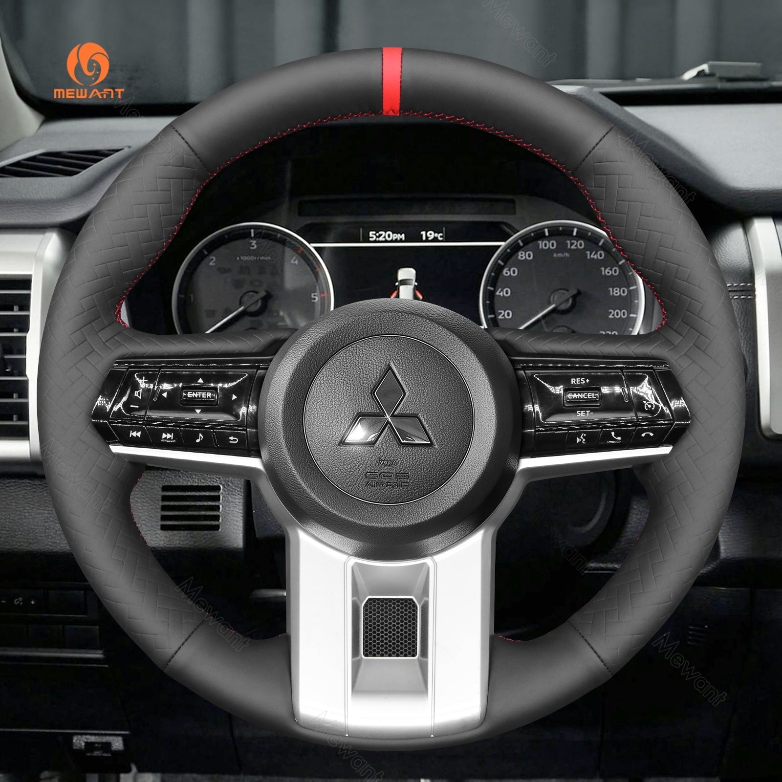 MEWANT Leather Car Steering Wheel Cover for Mitsubishi Triton L200 Montero Pajero 2025 - Alcantara, Leather, Carbon Fiber, Easy Install, Non - Slip, Best Steering Wheel Cover