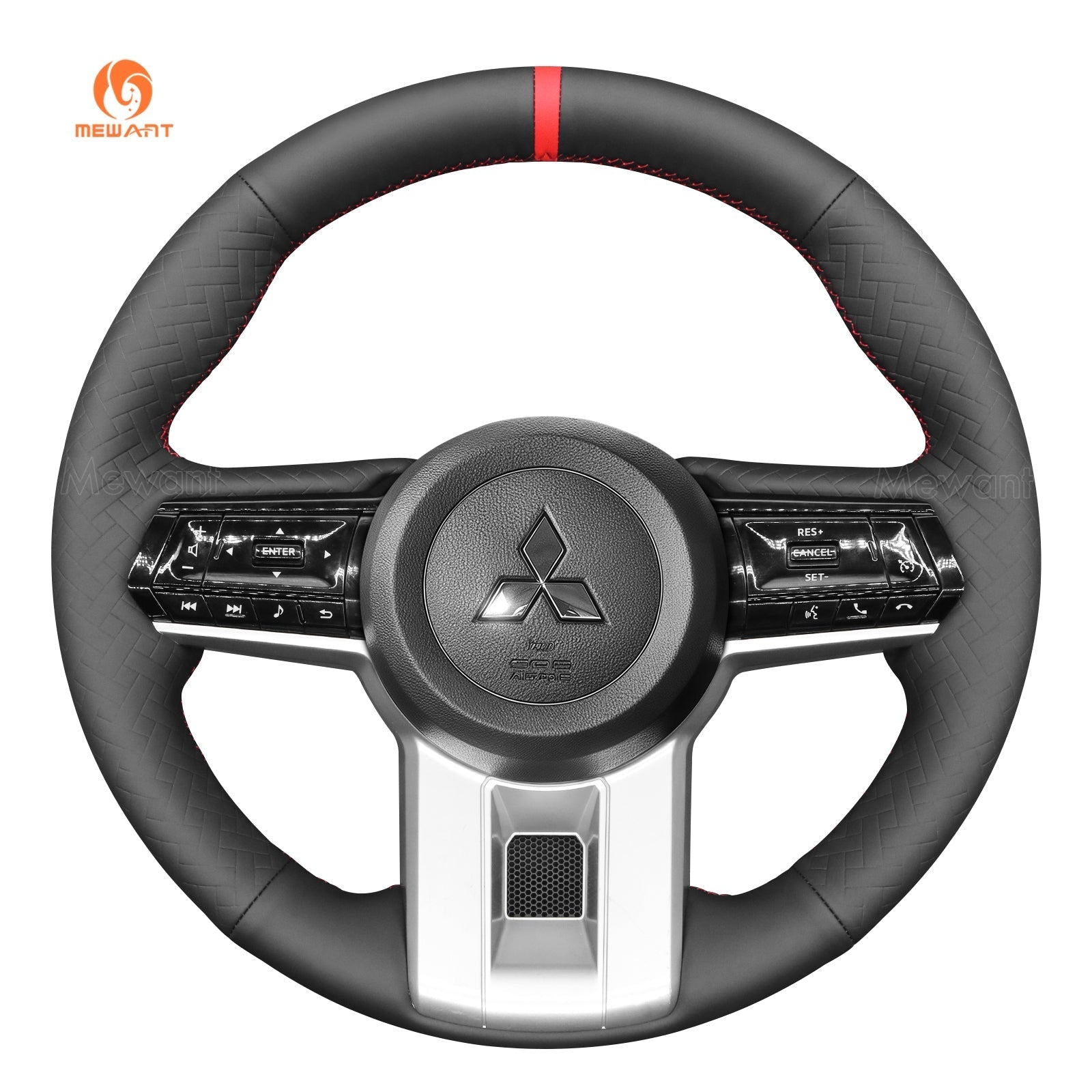 MEWANT Leather Car Steering Wheel Cover for Mitsubishi Triton L200 Montero Pajero 2025 - Alcantara, Leather, Carbon Fiber, Easy Install, Non - Slip, Best Steering Wheel Cover
