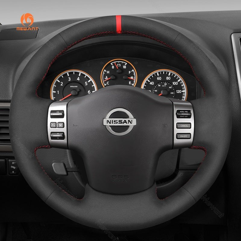 MEWANT Leather Car Steering Wheel Cover for Nissan Armada Titan 2004 - 2012 - Alcantara, Leather, Carbon Fiber, Easy Install, Non - Slip, Best Steering Wheel Cover