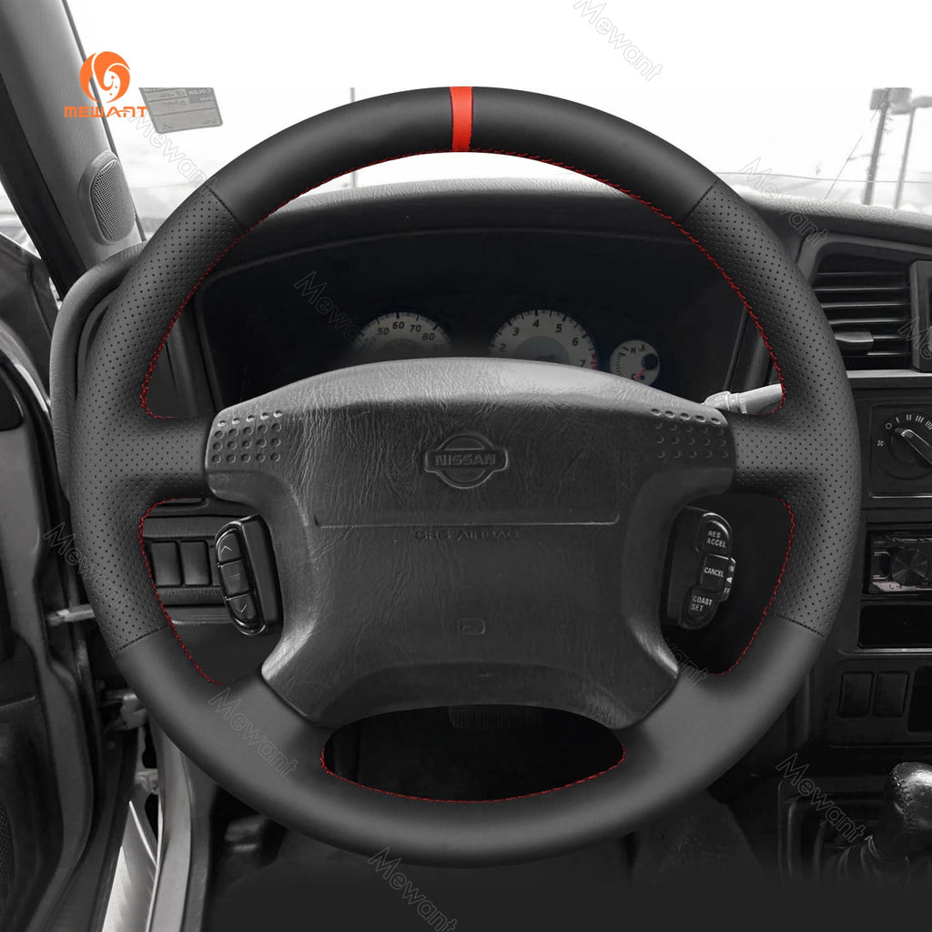 MEWANT Leather Car Steering Wheel Cover for Nissan Patrol /Patrol GR V y61 Wagon - Alcantara, Leather, Carbon Fiber, Easy Install, Non - Slip, Best Steering Wheel Cover