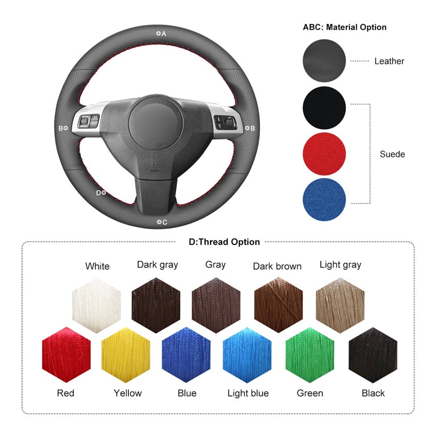 MEWANT Leather Car Steering Wheel Cover for Opel Astra (H) 2004 - 2009 / Signum 2004 - 2008 / Vectra (C) 2005 - 2009 - Mewant Cover