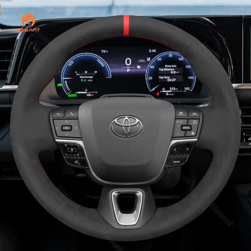 MEWANT Leather Car Steering Wheel Cover for Toyota Crown 2022 2023 - 2024 - Alcantara, Leather, Carbon Fiber, Easy Install, Non - Slip, Best Steering Wheel Cover