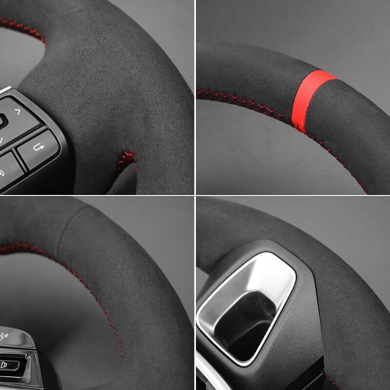 MEWANT Leather Car Steering Wheel Cover for Toyota Crown 2022 2023 - 2024 - Alcantara, Leather, Carbon Fiber, Easy Install, Non - Slip, Best Steering Wheel Cover