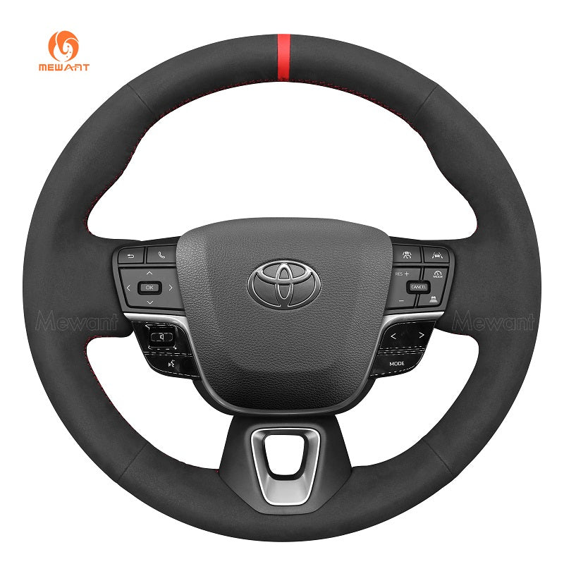MEWANT Leather Car Steering Wheel Cover for Toyota Crown 2022 2023 - 2024 - Alcantara, Leather, Carbon Fiber, Easy Install, Non - Slip, Best Steering Wheel Cover