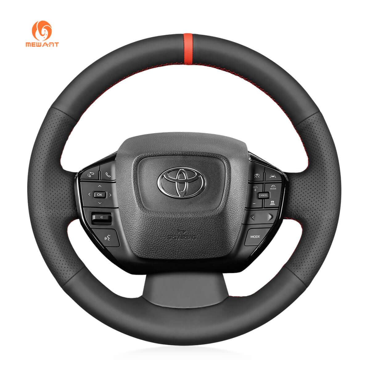 MEWANT Leather Car Steering Wheel Cover for Toyota Prius / BZ4X 2022 - 2024 - Alcantara, Leather, Carbon Fiber, Easy Install, Non - Slip, Best Steering Wheel Cover