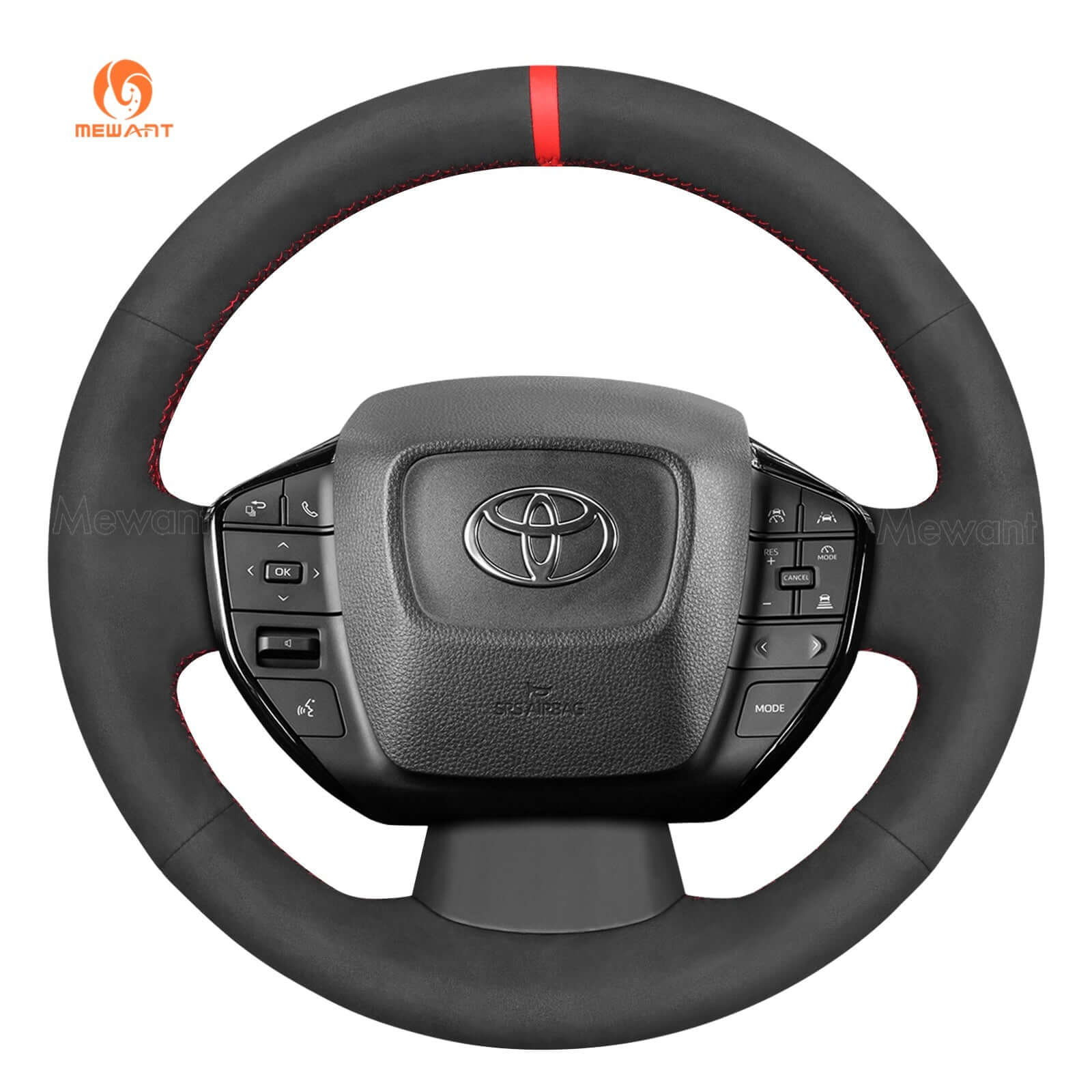MEWANT Leather Car Steering Wheel Cover for Toyota Prius / BZ4X 2022 - 2024 - Alcantara, Leather, Carbon Fiber, Easy Install, Non - Slip, Best Steering Wheel Cover