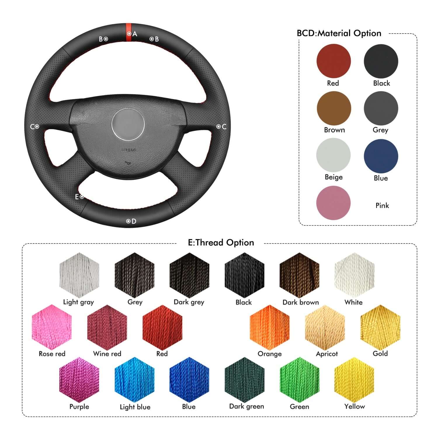 MEWANT Leather Car Steering Wheel Cover for Volkswagen VW Passat B6 / Passat Variant / Transporter - Alcantara, Leather, Carbon Fiber, Easy Install, Non - Slip, Best Steering Wheel Cover