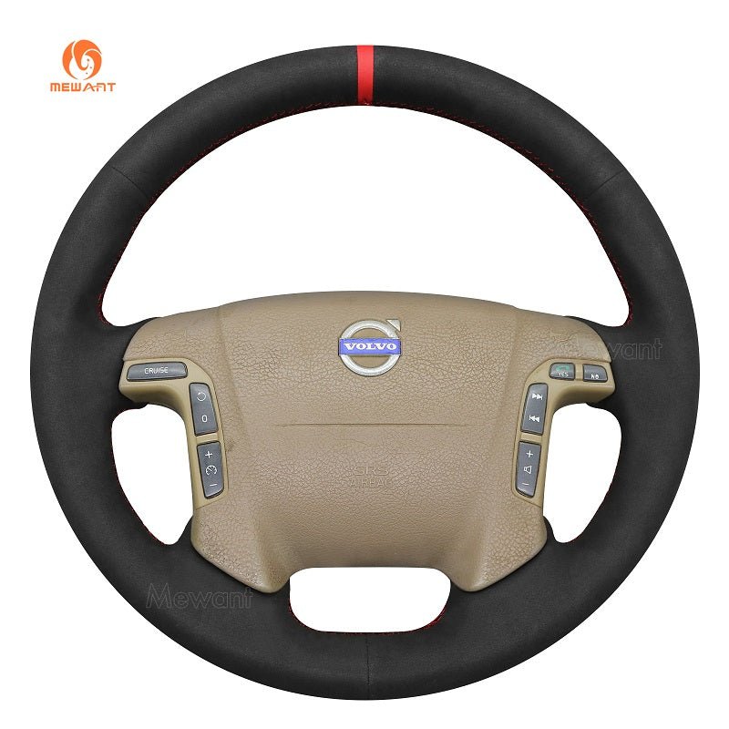 MEWANT Leather Car Steering Wheel Cover for Volvo S60 S80 V70 XC70 2001 - 2007 - Alcantara, Leather, Carbon Fiber, Easy Install, Non - Slip, Best Steering Wheel Cover