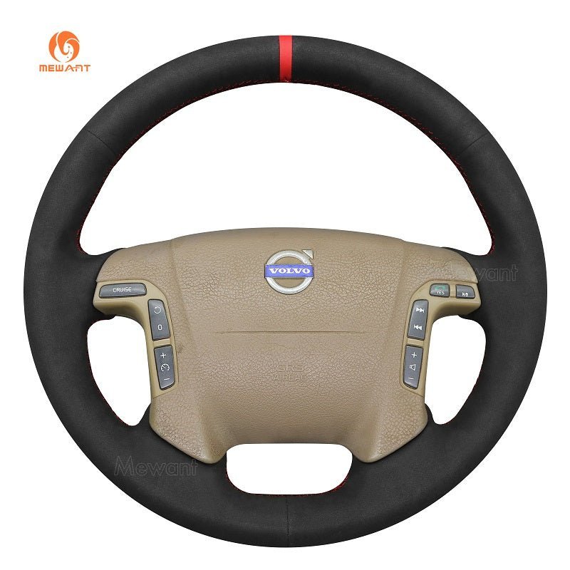 MEWANT Leather Car Steering Wheel Cover for Volvo S60 S80 V70 XC70 2001 - 2007 - Alcantara, Leather, Carbon Fiber, Easy Install, Non - Slip, Best Steering Wheel Cover