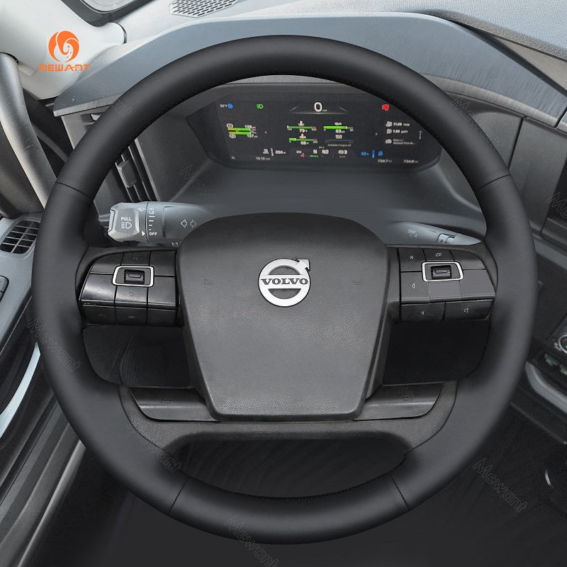 MEWANT Leather Car Steering Wheel Cover for Volvo VNL VNR FM FH 2017 - 2025 - Alcantara, Leather, Carbon Fiber, Easy Install, Non - Slip, Best Steering Wheel Cover
