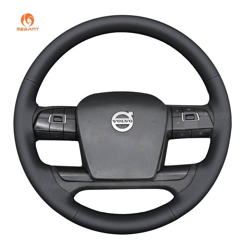 MEWANT Leather Car Steering Wheel Cover for Volvo VNL VNR FM FH 2017 - 2025 - Alcantara, Leather, Carbon Fiber, Easy Install, Non - Slip, Best Steering Wheel Cover