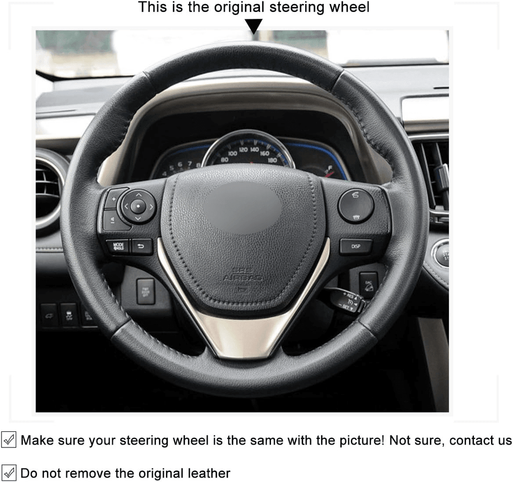 MEWANT Leather Car Steering Wheel Covers for Toyota RAV4 / Corolla / Corolla iM (US) / Auris / for Scion iM 2012 - 2019 - Alcantara, Leather, Carbon Fiber, Easy Install, Non - Slip, Best Steering Wheel Cover