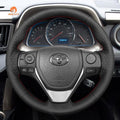 MEWANT Leather Car Steering Wheel Covers for Toyota RAV4 / Corolla / Corolla iM (US) / Auris / for Scion iM 2012 - 2019 - Alcantara, Leather, Carbon Fiber, Easy Install, Non - Slip, Best Steering Wheel Cover