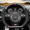 MEWANT Leather Carbon Fiber Car Steering Wheel Cover for Audi S1 (8X) S3 (8V) Sportback S4 (B8) Avant S5 (8T) S6 (C7) S7 (G8) RS Q3 (8U) SQ5 (8R) - Mewant Cover