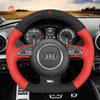 MEWANT Leather Carbon Fiber Car Steering Wheel Cover for Audi S1 (8X) S3 (8V) Sportback S4 (B8) Avant S5 (8T) S6 (C7) S7 (G8) RS Q3 (8U) SQ5 (8R) - Mewant Cover