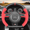 MEWANT Leather Carbon Fiber Car Steering Wheel Cover for Audi S1 (8X) S3 (8V) Sportback S4 (B8) Avant S5 (8T) S6 (C7) S7 (G8) RS Q3 (8U) SQ5 (8R) - Mewant Cover