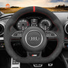 MEWANT Leather Carbon Fiber Car Steering Wheel Cover for Audi S1 (8X) S3 (8V) Sportback S4 (B8) Avant S5 (8T) S6 (C7) S7 (G8) RS Q3 (8U) SQ5 (8R) - Mewant Cover