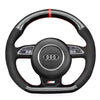 MEWANT Leather Carbon Fiber Car Steering Wheel Cover for Audi S1 (8X) S3 (8V) Sportback S4 (B8) Avant S5 (8T) S6 (C7) S7 (G8) RS Q3 (8U) SQ5 (8R) - Mewant Cover