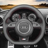 MEWANT Leather Carbon Fiber Car Steering Wheel Cover for Audi S1 (8X) S3 (8V) Sportback S4 (B8) Avant S5 (8T) S6 (C7) S7 (G8) RS Q3 (8U) SQ5 (8R) - Mewant Cover