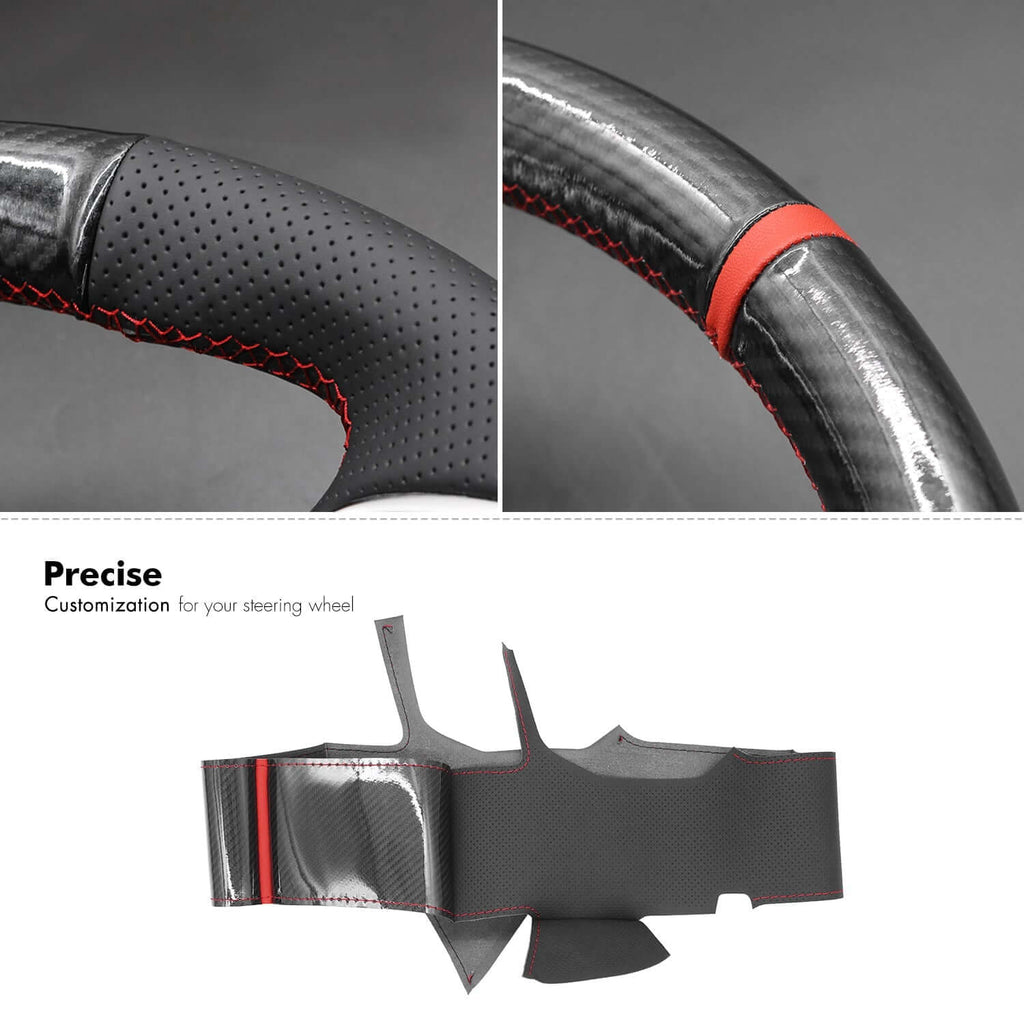 MEWANT Leather Suede Car Steering Wheel Cover for Audi A8/A8 L /A8 Quattro/S8 Quattro - Alcantara, Leather, Carbon Fiber, Easy Install, Non - Slip, Best Steering Wheel Cover