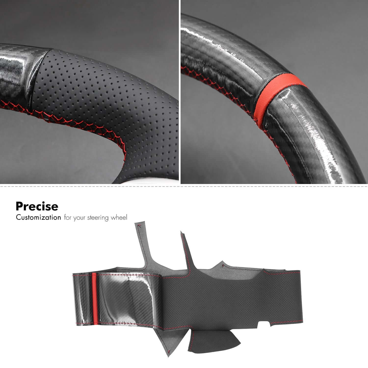 MEWANT Leather Suede Car Steering Wheel Cover for Audi A8/A8 L /A8 Quattro/S8 Quattro - Alcantara, Leather, Carbon Fiber, Easy Install, Non - Slip, Best Steering Wheel Cover