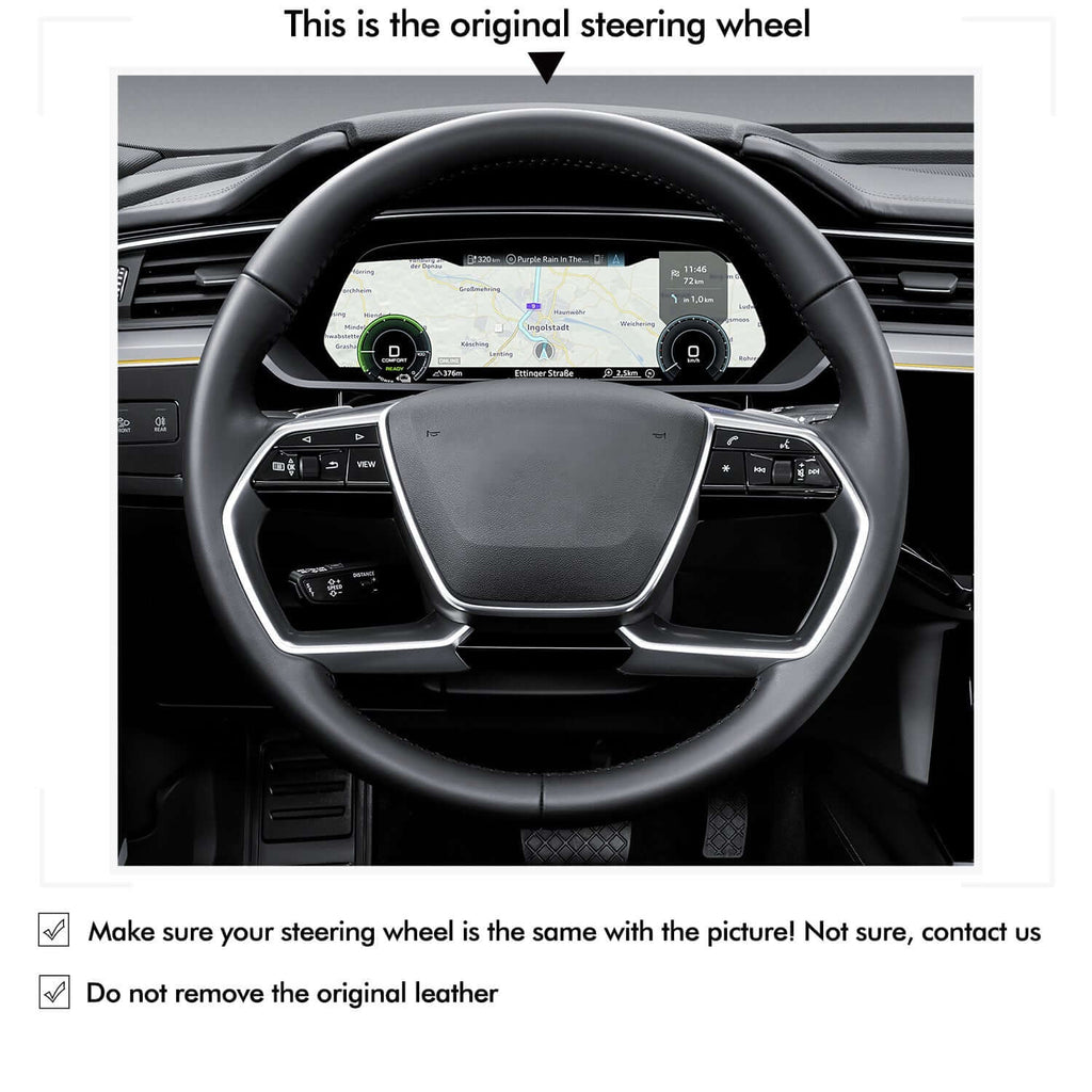 MEWANT Leather Suede Car Steering Wheel Cover for Audi A8/A8 L /A8 Quattro/S8 Quattro - Alcantara, Leather, Carbon Fiber, Easy Install, Non - Slip, Best Steering Wheel Cover