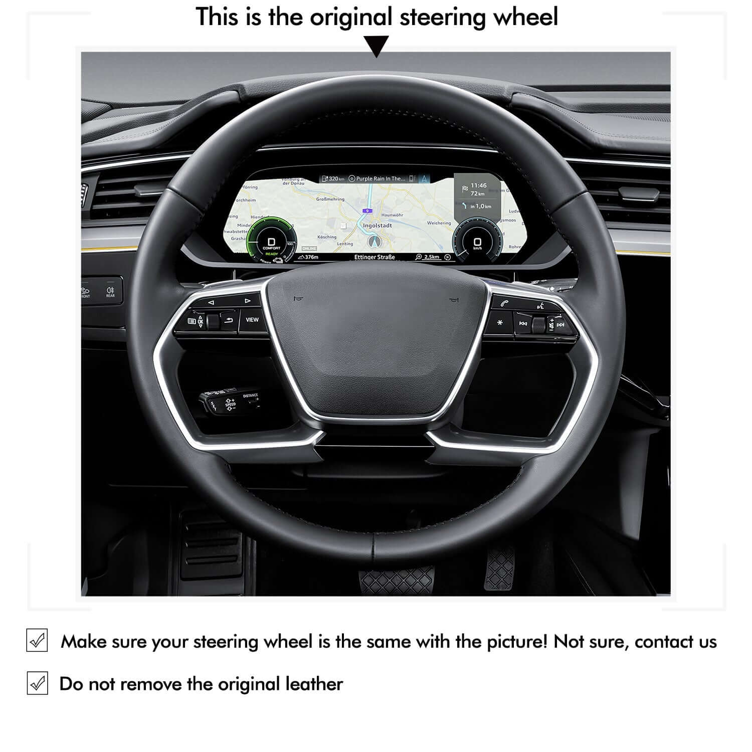 MEWANT Leather Suede Car Steering Wheel Cover for Audi A8/A8 L /A8 Quattro/S8 Quattro - Alcantara, Leather, Carbon Fiber, Easy Install, Non - Slip, Best Steering Wheel Cover