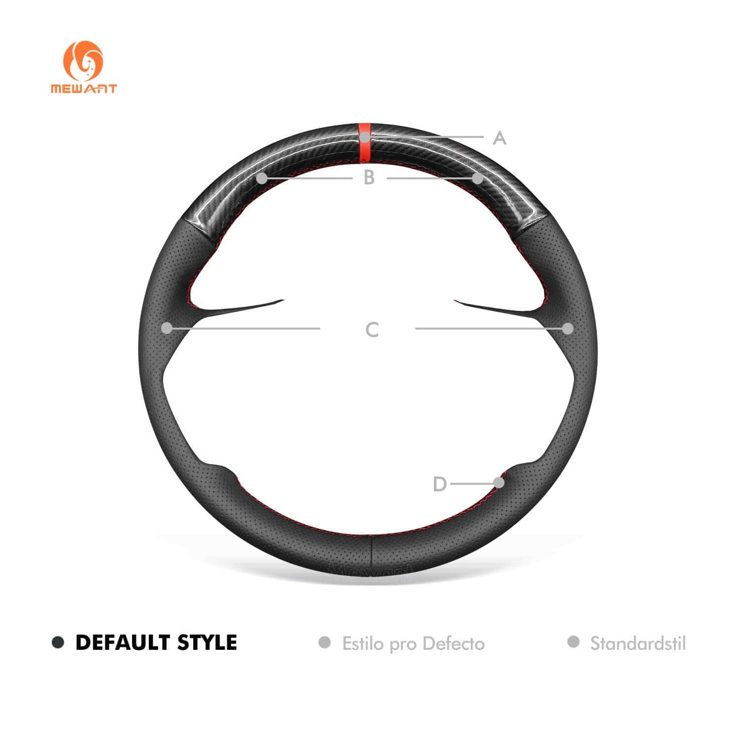 MEWANT Leather Suede Car Steering Wheel Cover for Audi A8/A8 L /A8 Quattro/S8 Quattro - Alcantara, Leather, Carbon Fiber, Easy Install, Non - Slip, Best Steering Wheel Cover