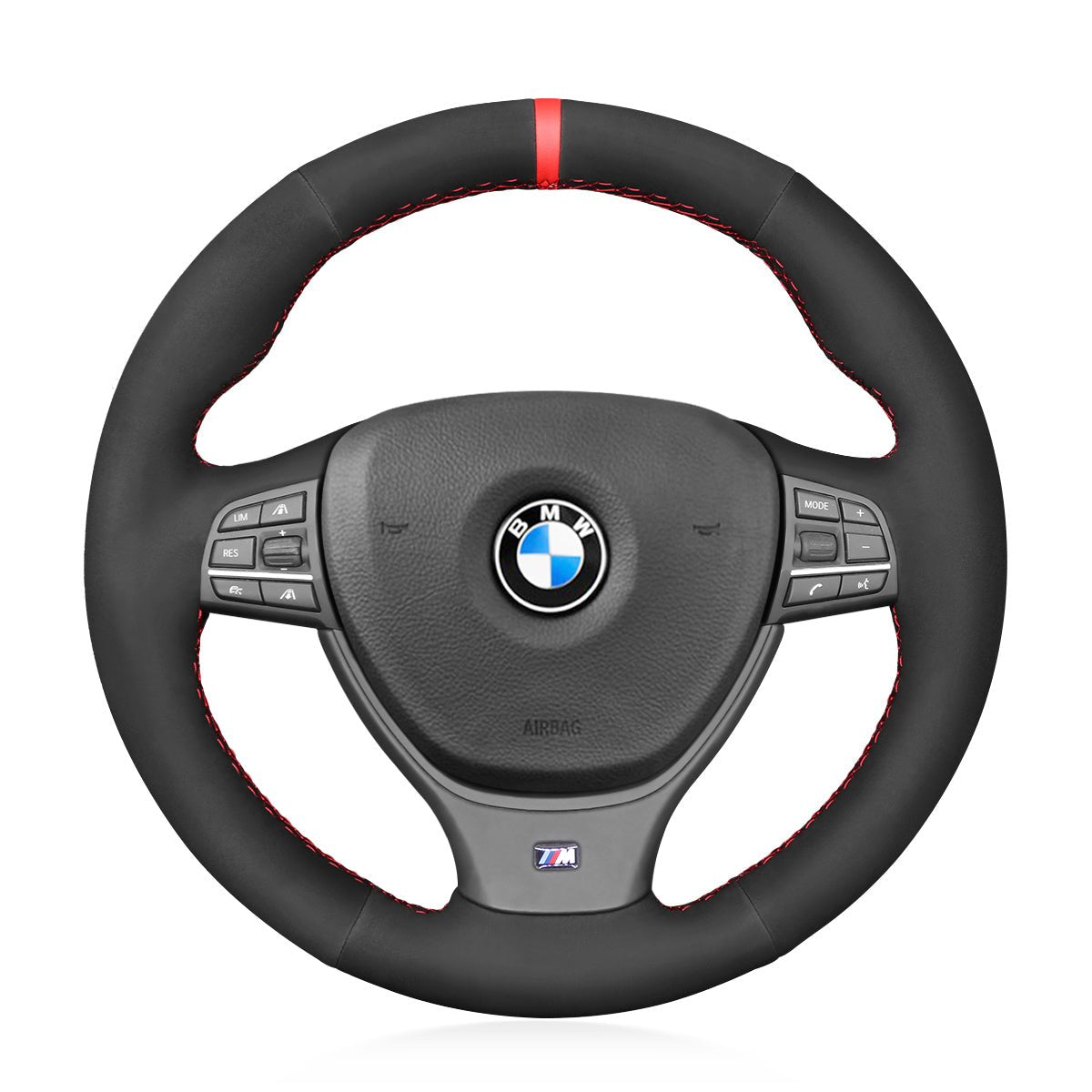 MEWANT Leather Suede Car Steering Wheel Cover for BMW M Sport F10 F11 F07 / M5 F10 2011 - 2013 / F12 F13 F06 / F01 F02 - Alcantara, Leather, Carbon Fiber, Easy Install, Non - Slip, Best Steering Wheel Cover