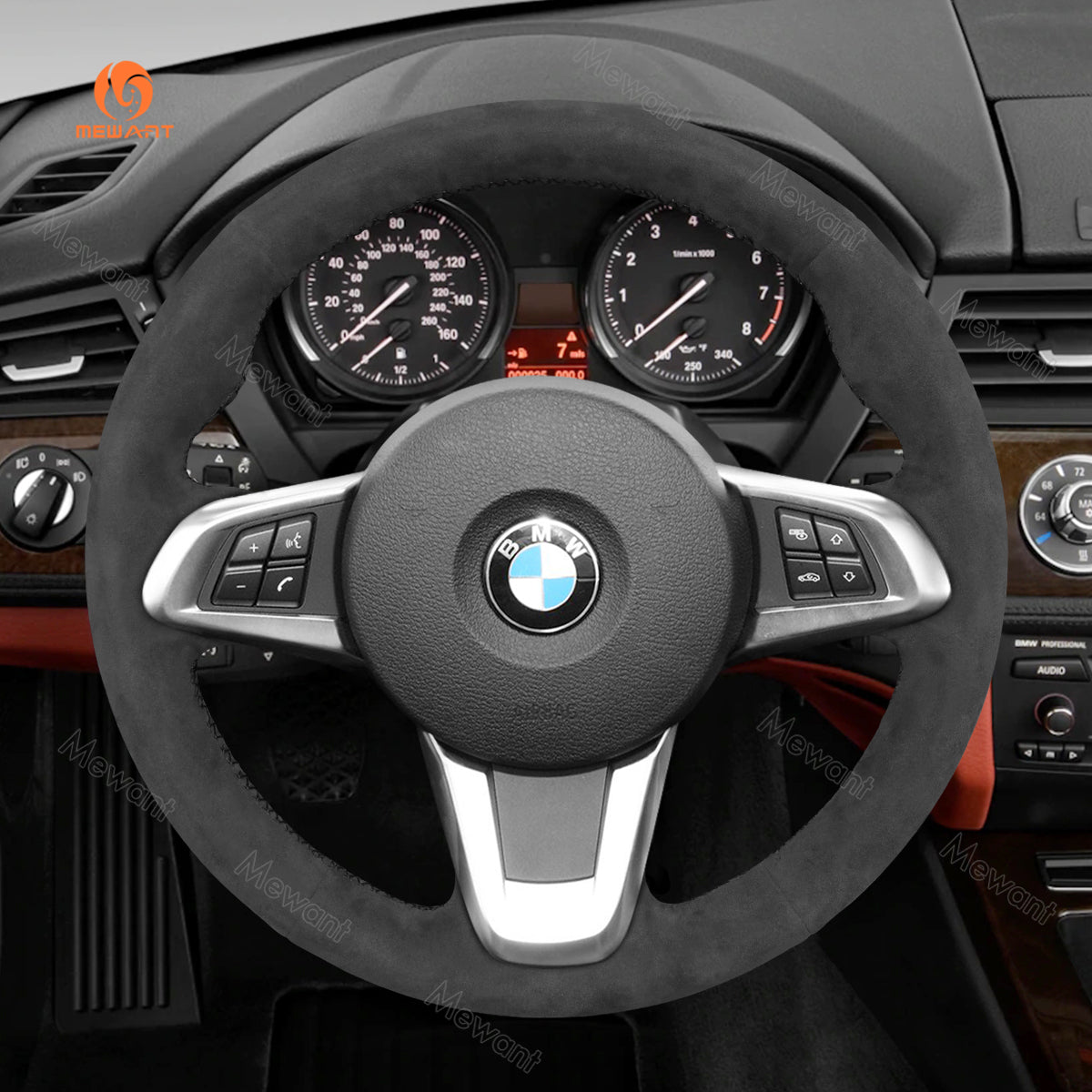 MEWANT Leather Suede Car Steering Wheel Cover for BMW Z4 E89 2009 - 2016 - Mewant Cover