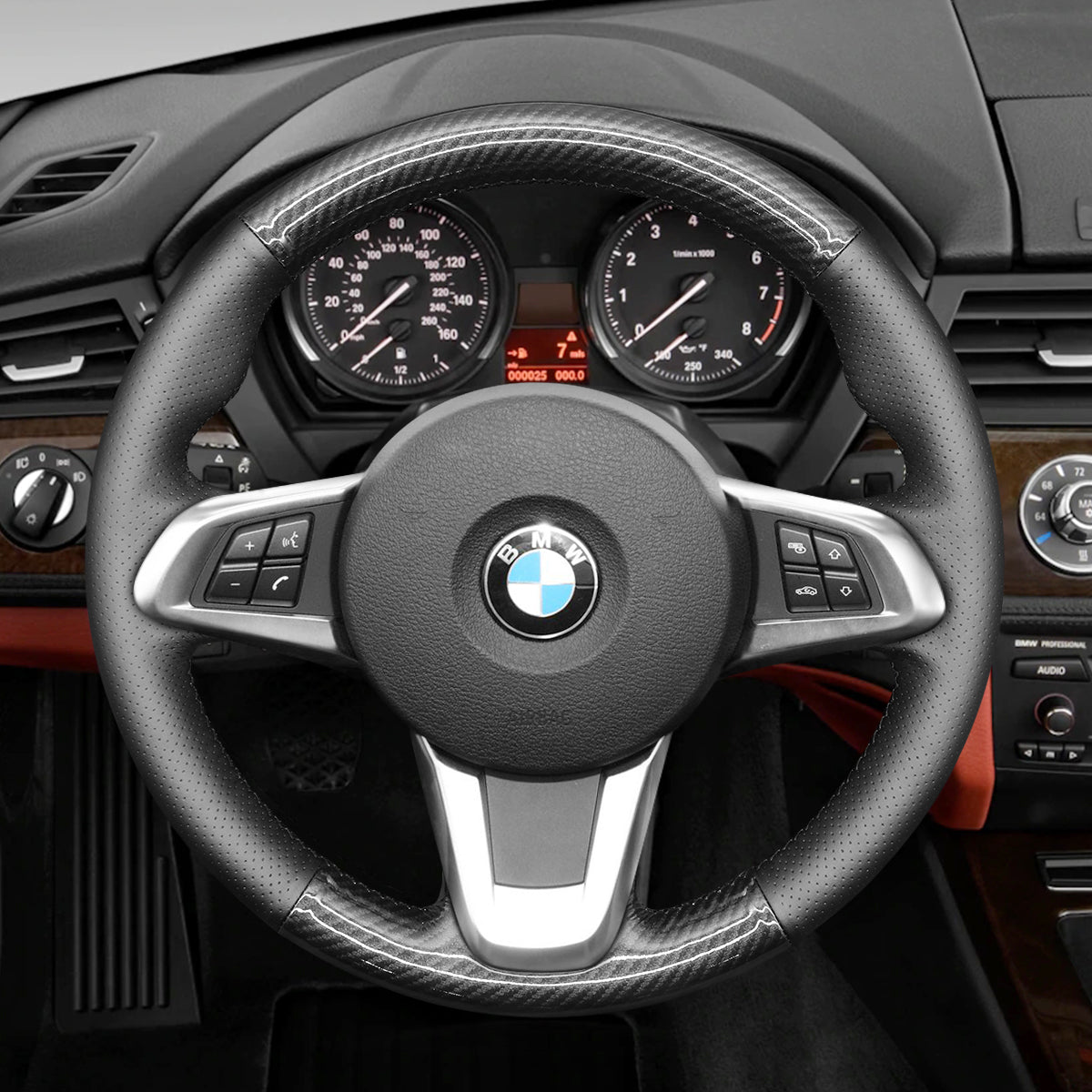 MEWANT Leather Suede Car Steering Wheel Cover for BMW Z4 E89 2009 - 2016 - Mewant Cover