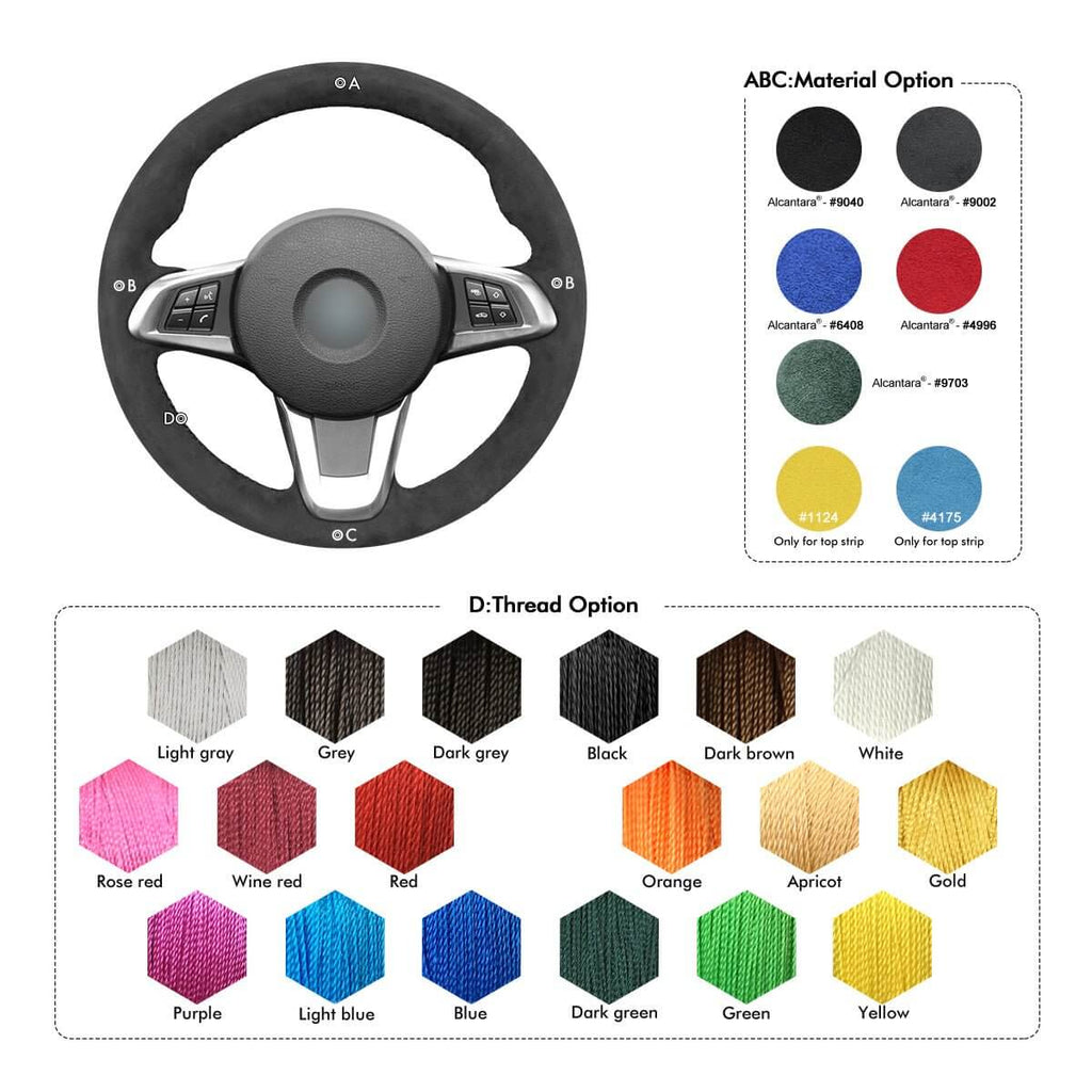 MEWANT Leather Suede Car Steering Wheel Cover for BMW Z4 E89 2009 - 2016 - Alcantara, Leather, Carbon Fiber, Easy Install, Non - Slip, Best Steering Wheel Cover