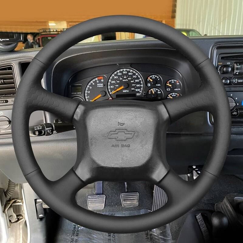 MEWANT Leather Suede Car Steering Wheel Cover for Chevrolet Silverado 1500 - Alcantara, Leather, Carbon Fiber, Easy Install, Non - Slip, Best Steering Wheel Cover