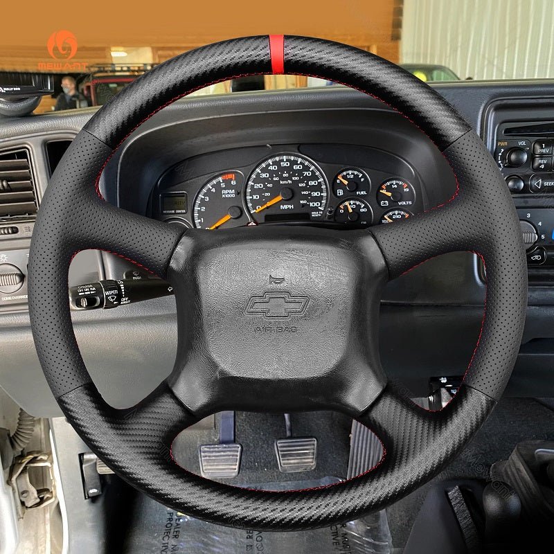 MEWANT Leather Suede Car Steering Wheel Cover for Chevrolet Silverado 1500 - Alcantara, Leather, Carbon Fiber, Easy Install, Non - Slip, Best Steering Wheel Cover