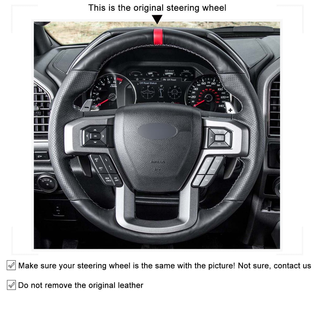 MEWANT Leather Suede Car Steering Wheel Cover for Ford F - 150 F150 Raptor - Alcantara, Leather, Carbon Fiber, Easy Install, Non - Slip, Best Steering Wheel Cover