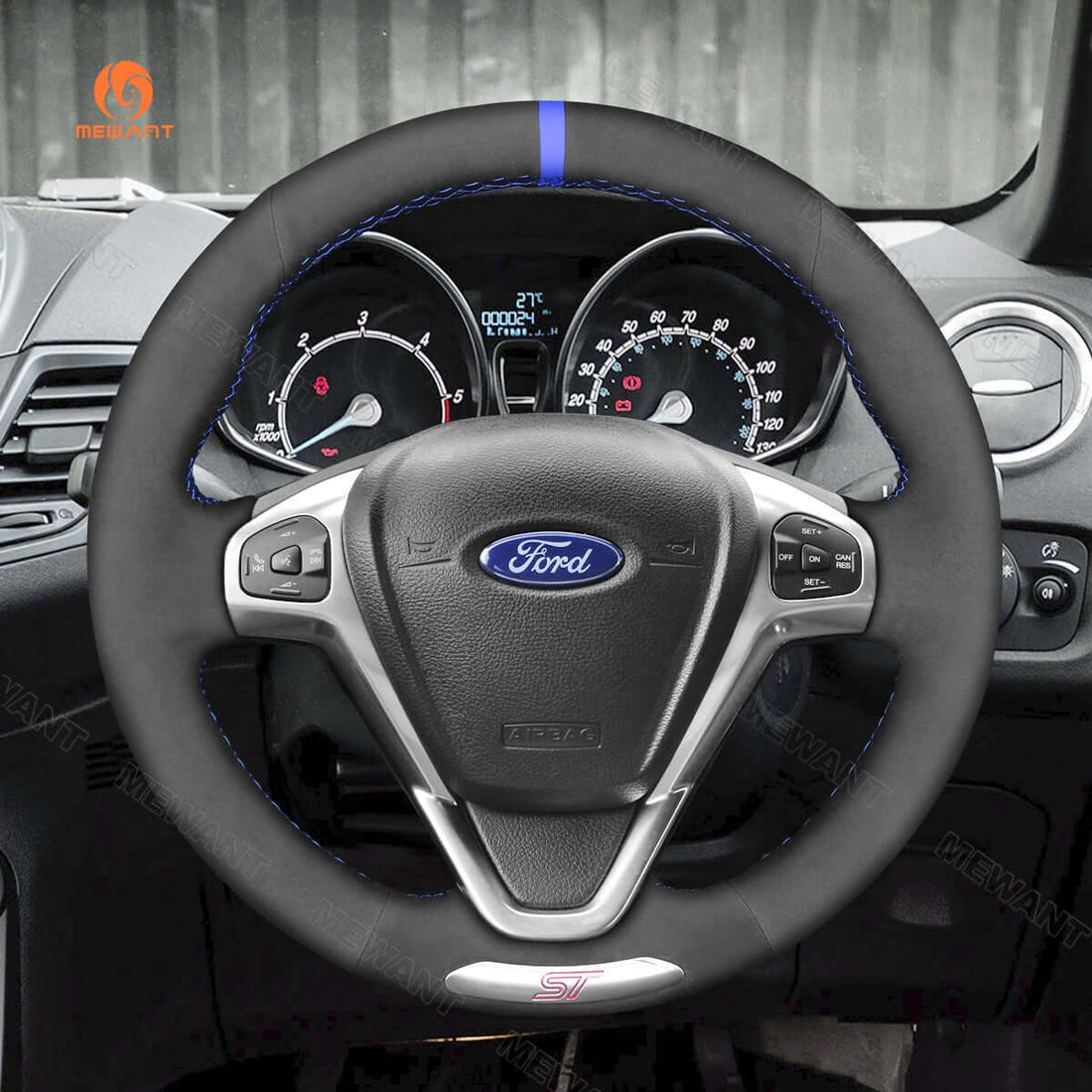 Coprivolante per auto MEWANT in pelle scamosciata per Ford Fiesta ST 2012-2017