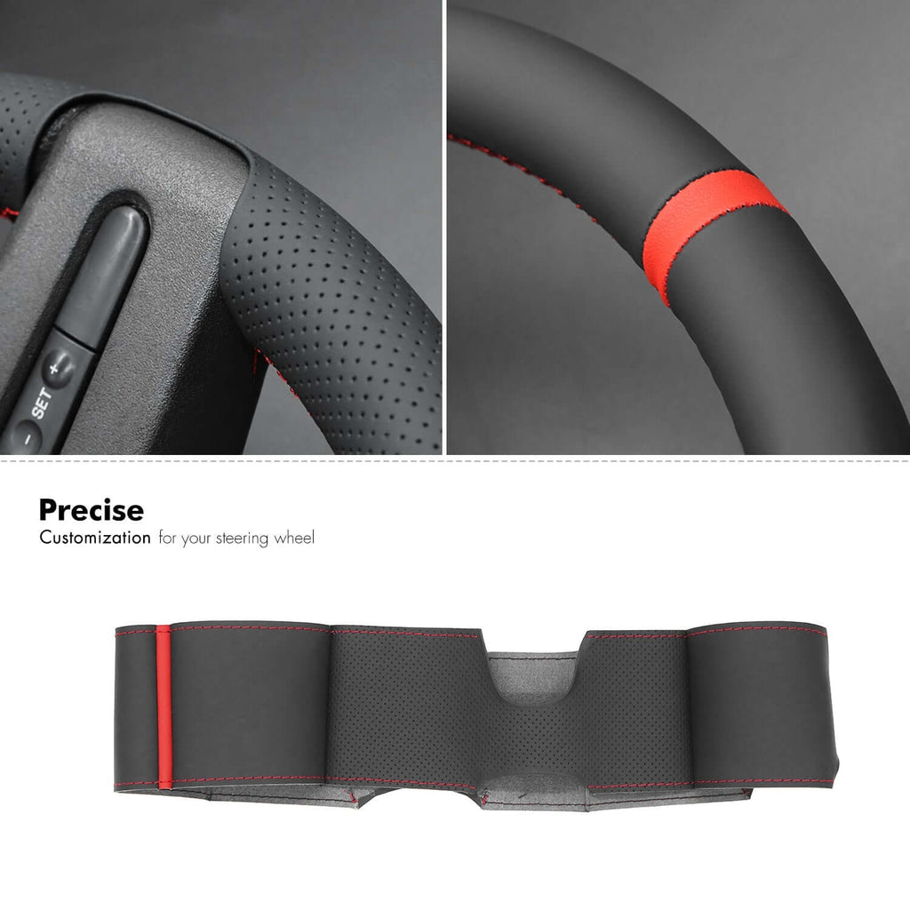 MEWANT Leather Suede Car Steering Wheel Cover for Ford Mustang 2005 - 2012 - Alcantara, Leather, Carbon Fiber, Easy Install, Non - Slip, Best Steering Wheel Cover