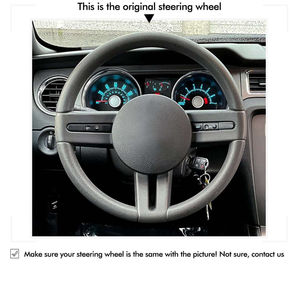 MEWANT Leather Suede Car Steering Wheel Cover for Ford Mustang 2005 - 2012 - Alcantara, Leather, Carbon Fiber, Easy Install, Non - Slip, Best Steering Wheel Cover