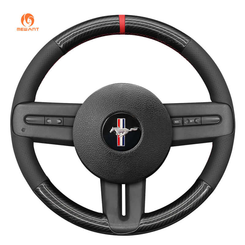 MEWANT Leather Suede Car Steering Wheel Cover for Ford Mustang 2005 - 2012 - Alcantara, Leather, Carbon Fiber, Easy Install, Non - Slip, Best Steering Wheel Cover