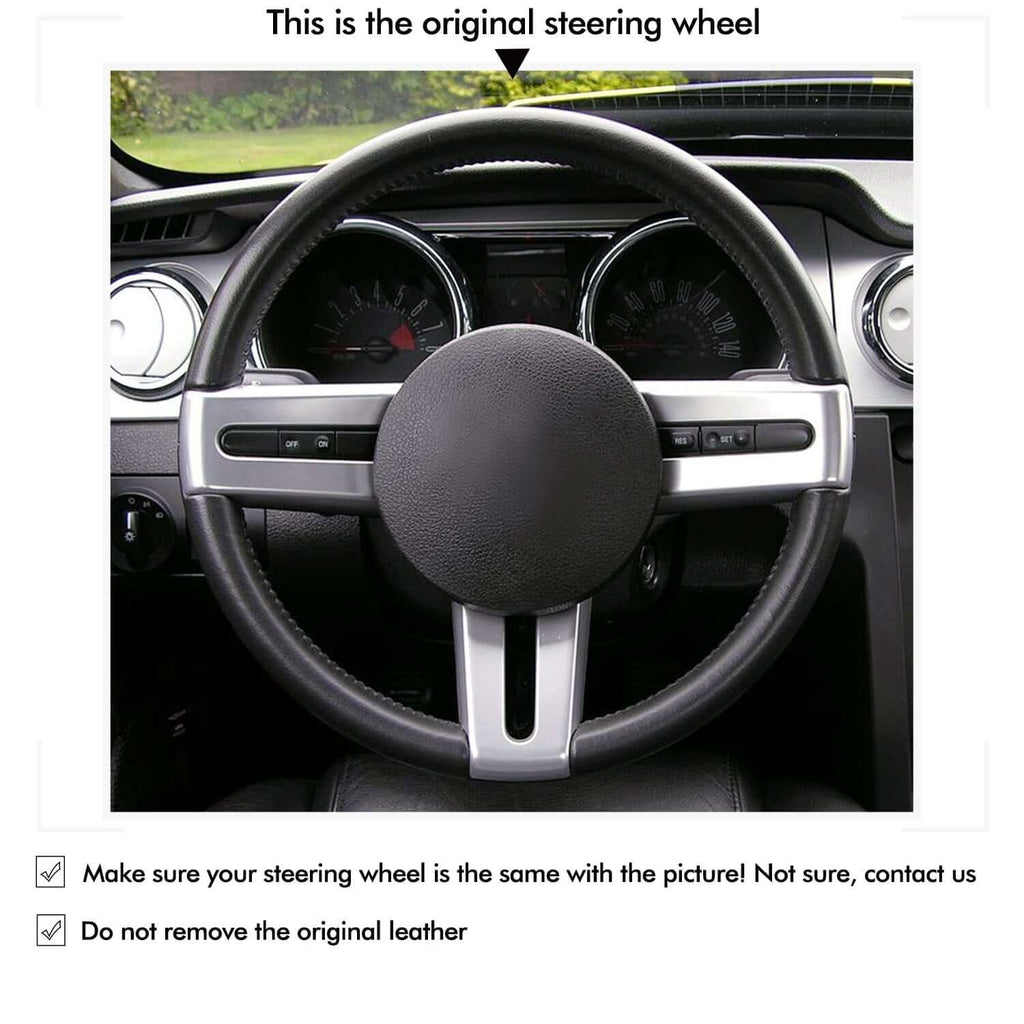 MEWANT Leather Suede Car Steering Wheel Cover for Ford Mustang 2005 - 2012 - Alcantara, Leather, Carbon Fiber, Easy Install, Non - Slip, Best Steering Wheel Cover