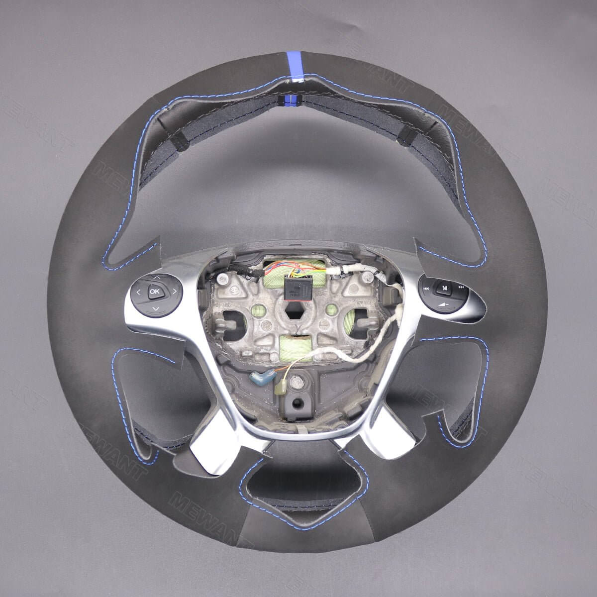 MEWANT Leather Suede Car Steering Wheel Cover for Ford Transit/ Transit Cargo/ Transit Chassis Cab/ Transit Connect/ Transit Cutaway / Transit Passenger/ Transit Wagon/ Transit Custom/ Tourneo Connect/ Grand Tourneo Connect/ Tourneo Custom - Alcantara, Leather, Carbon Fiber, Easy Install, Non - Slip, Best Steering Wheel Cover