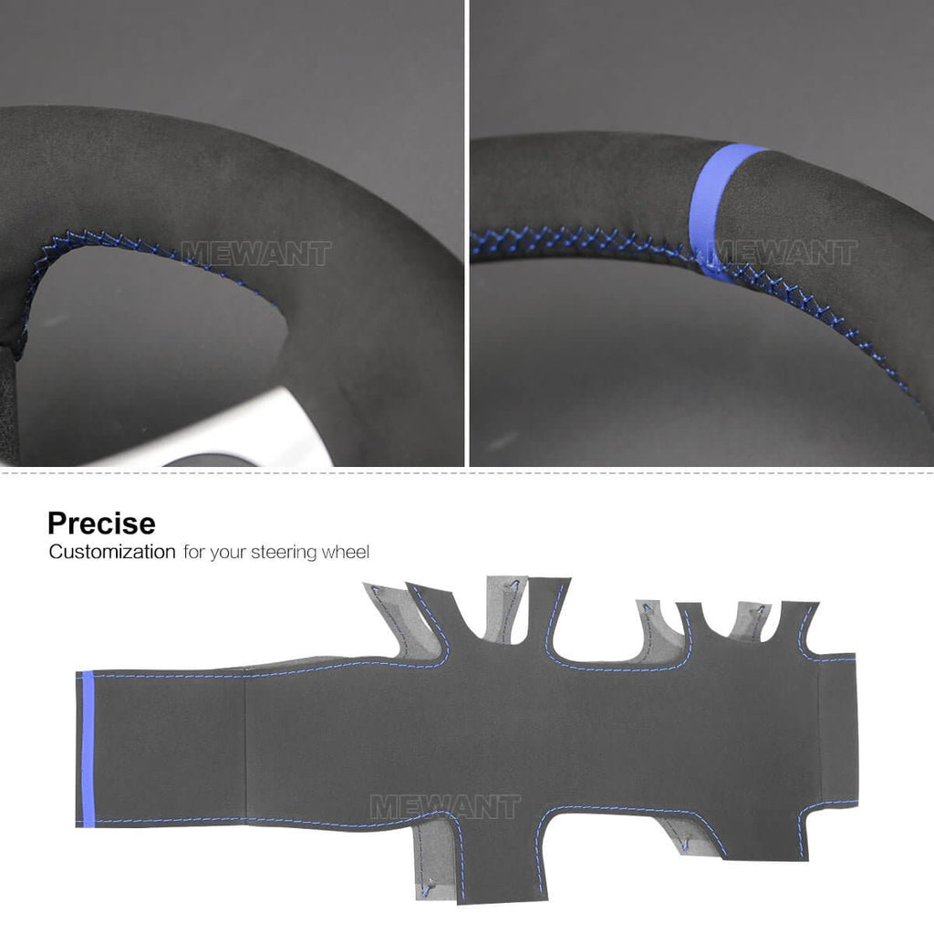 MEWANT Leather Suede Car Steering Wheel Cover for Ford Transit/ Transit Cargo/ Transit Chassis Cab/ Transit Connect/ Transit Cutaway / Transit Passenger/ Transit Wagon/ Transit Custom/ Tourneo Connect/ Grand Tourneo Connect/ Tourneo Custom - Alcantara, Leather, Carbon Fiber, Easy Install, Non - Slip, Best Steering Wheel Cover
