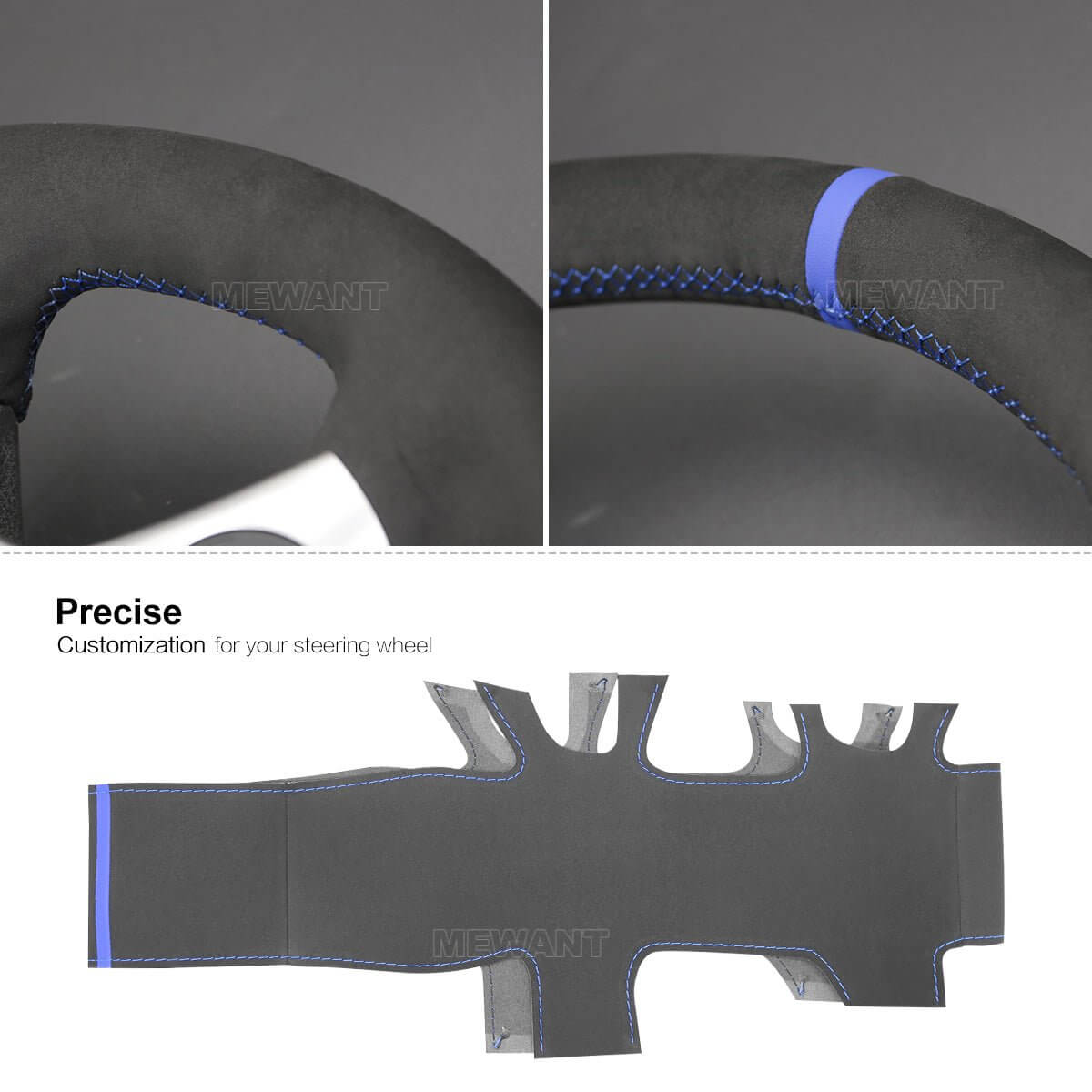 MEWANT Leather Suede Car Steering Wheel Cover for Ford Transit/ Transit Cargo/ Transit Chassis Cab/ Transit Connect/ Transit Cutaway / Transit Passenger/ Transit Wagon/ Transit Custom/ Tourneo Connect/ Grand Tourneo Connect/ Tourneo Custom - Alcantara, Leather, Carbon Fiber, Easy Install, Non - Slip, Best Steering Wheel Cover