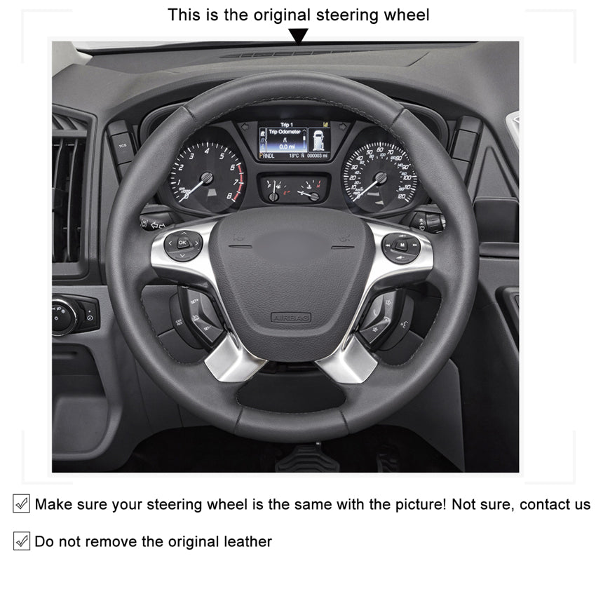 MEWANT Leather Suede Car Steering Wheel Cover for Ford Transit/ Transit Cargo/ Transit Chassis Cab/ Transit Connect/ Transit Cutaway / Transit Passenger/ Transit Wagon/ Transit Custom/ Tourneo Connect/ Grand Tourneo Connect/ Tourneo Custom - Mewant Cover