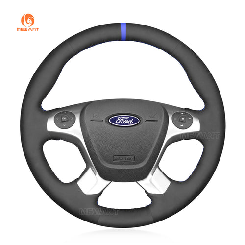 MEWANT Leather Suede Car Steering Wheel Cover for Ford Transit/ Transit Cargo/ Transit Chassis Cab/ Transit Connect/ Transit Cutaway / Transit Passenger/ Transit Wagon/ Transit Custom/ Tourneo Connect/ Grand Tourneo Connect/ Tourneo Custom - Mewant Cover