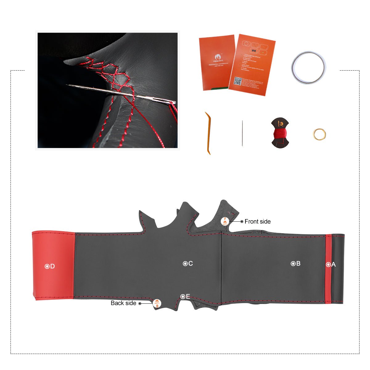 MEWANT Leather Suede Car Steering Wheel Cover for Mercedes Benz W246 W204 C117 C218 W212 X156 X204 - Alcantara, Leather, Carbon Fiber, Easy Install, Non - Slip, Best Steering Wheel Cover